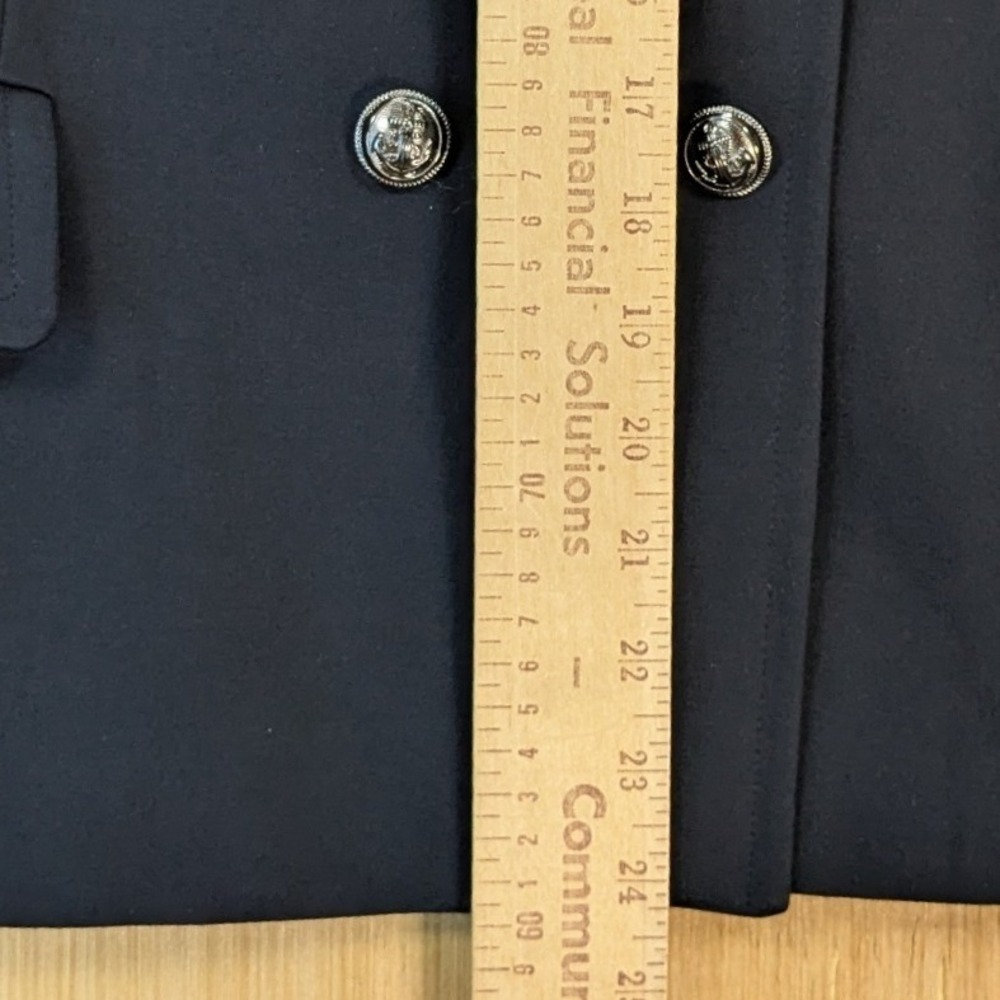 Lands End Jacket Coat Womens 14 Navy Blue Sailor Nautical Preppy Double Breasted - Picture 6 of 7